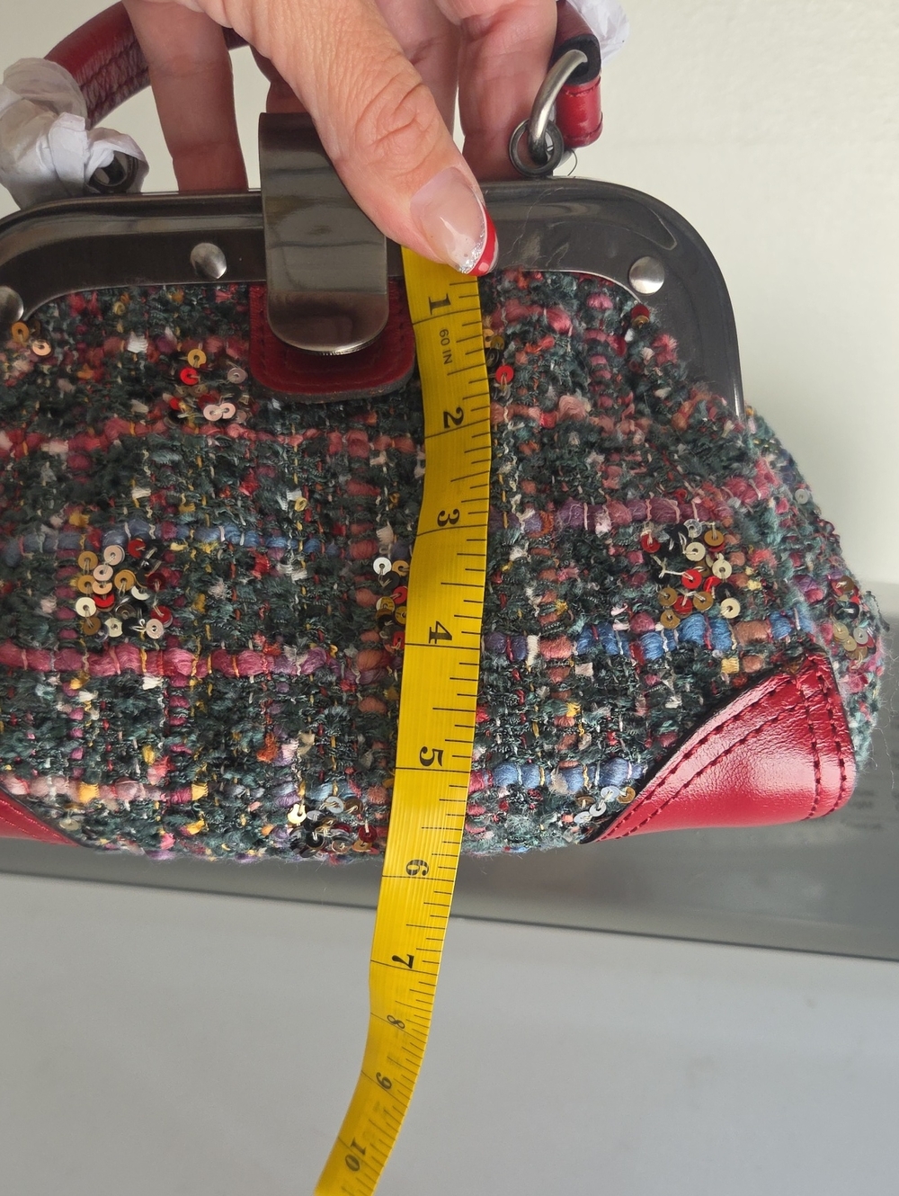 Patricia Nash Conselice Woven Small Frame Convertible Satchel Bag-Lava Red-NWT - Picture 15 of 16
